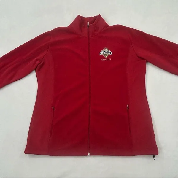 Philadelphia Phillies MLB World Series 2008 Red Full Zip Fleece Jacket Women XL - Image 2