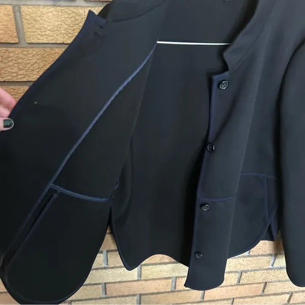 J. Crew Trim Tipped Twill Jacket Preppy Academia Black & Navy Women’s Size 12 - Image 4