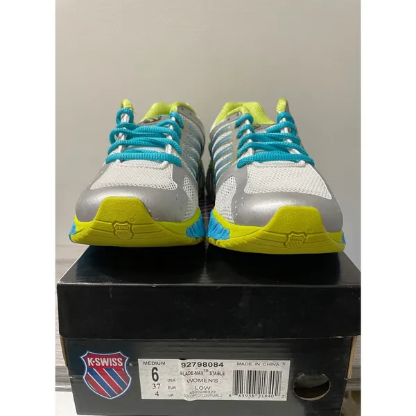 K-Swiss Blade-Max Stable‎ Womens 6 Running Shoes Silver Yellow Blue NIB - Image 2