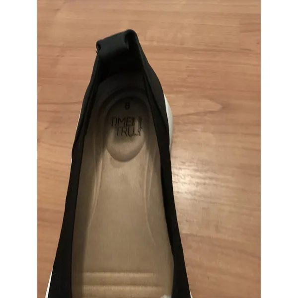 Time And Tru Women's Comfort Black Ballet Flats Shoes Black White Size 8 - Image 5