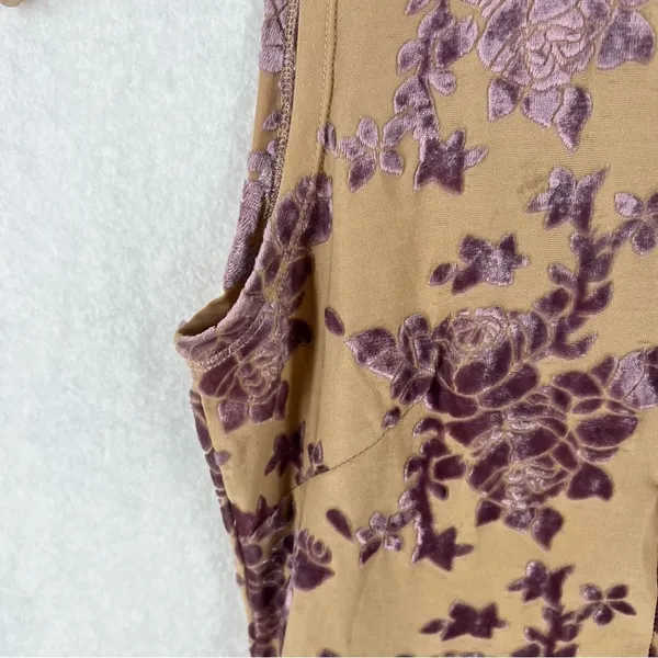 GUIHUA Floral Burnout Velvet Half Zip Mock Neck‎ Sleeveless Top Fairy Feminine - Image 4