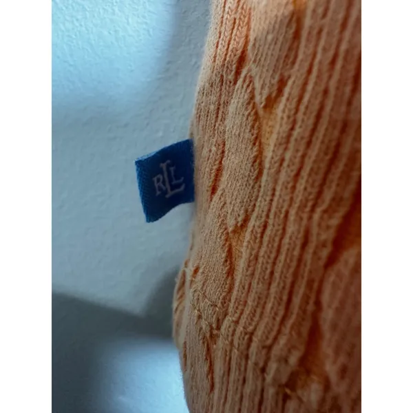 Lauren Ralph Lauren Vintage Made in USA Cable Knit Tank Top Peach Orange Medium‎ - Image 2