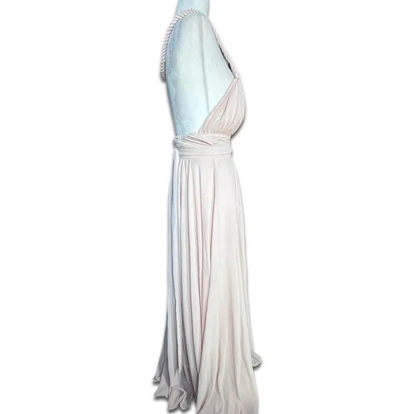 Lulus Baby‎ Pink Maxi Dress Pleated V Neck Strappy Formal Small Elegant Flowy - Image 5