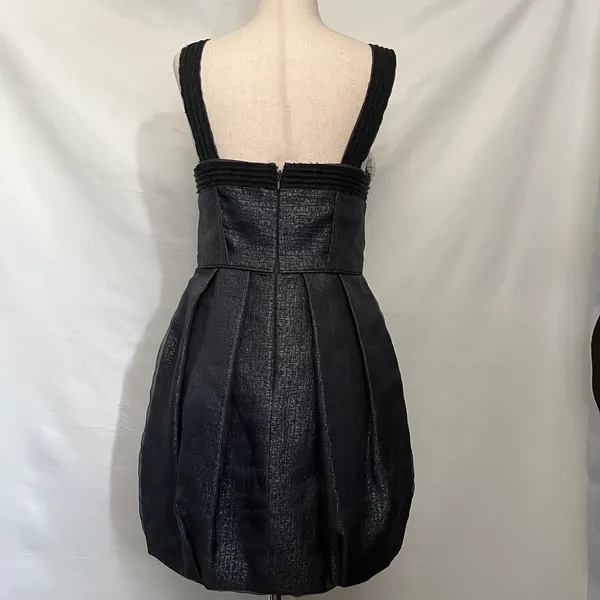 BCBGMaxAzria Runway Y2K Bubble Skirt Dress Sz 4 Goth HOCO Glam Metallic Coquette - Image 8