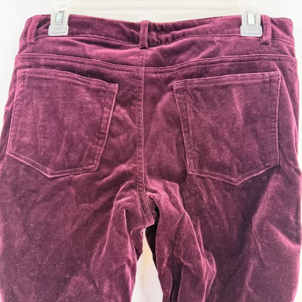 Theory Ruched Velvet Pants 8 Mulberry Purple Y2K Low Rise Slim Leg Stretch USA - Image 6