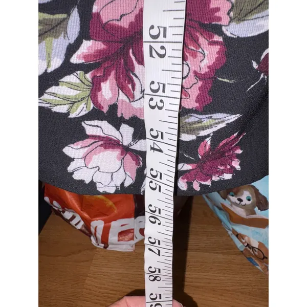 No Boundaries Floral Ruffle Cold Shoulder Jumpsuit XL 15-17 Black Pink Wide Leg - Image 10