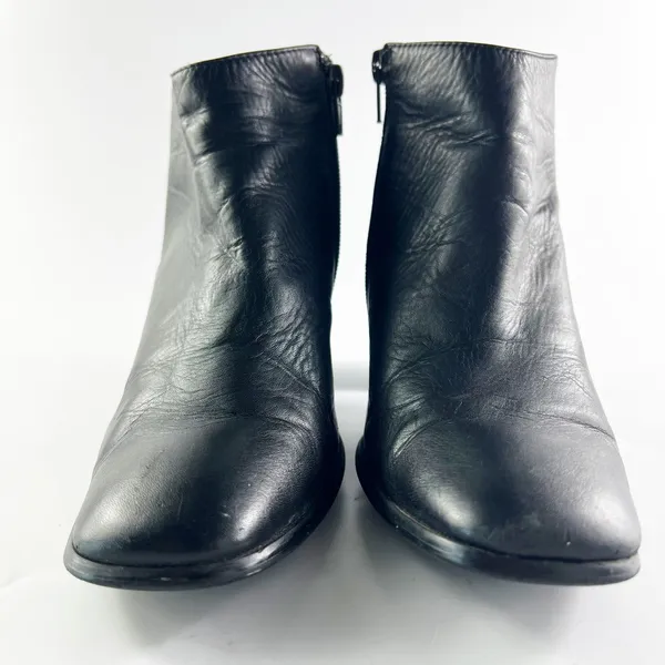 Jeffrey Campbell Black Leather Square Toe Ankle Boots Booties Women 8.5 - Image 3