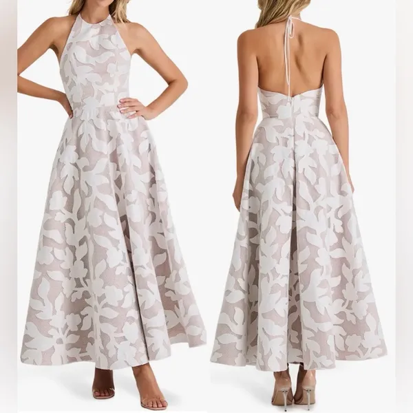 NWT HELSI Alexandria Halter Fit & Flare White midi maxi Dress sz M - Image 2