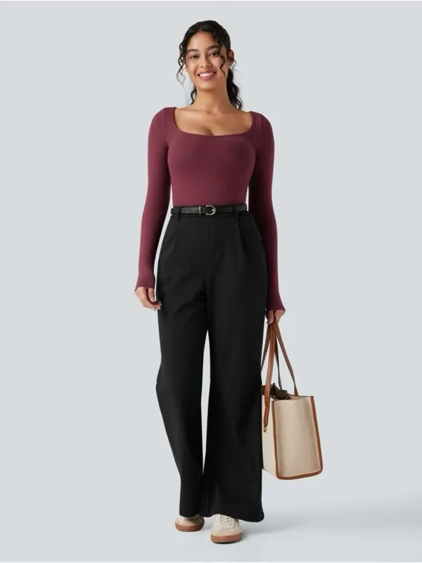 🌸Lucky Brand square-neck long sleeve contour top in a burgundy / maroon shade.M - Image 2