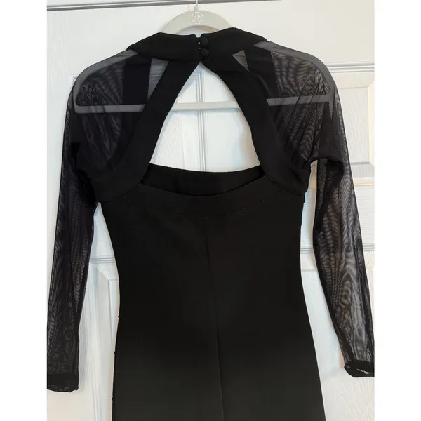 Vtg Moda International Mini Dress‎ Sz XS Black Bodycon Mesh LBD Cocktails Party - Image 5