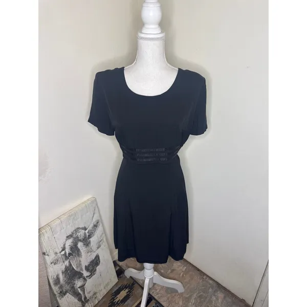 Vintage 90s Byer Studio California Black Mini Dress - Size 10 (Fits Smaller) - Image 2