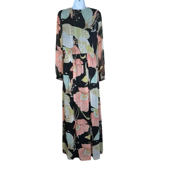 Lulu's Wonderous Water Lilies Maxi Dress Medium Boho Floral Garden Flower Party - Image 5