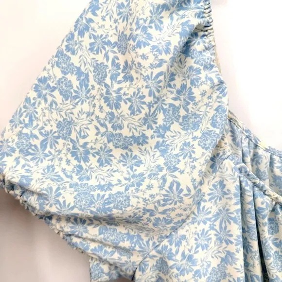 Who What Wear Milkmaid Dress Women XXL Blue Floral Boho Romantic Coastal Prairie - Image 8