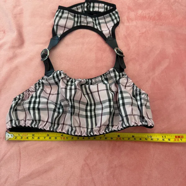 Plaid Y2K Harness Lingerie Set – Coquette Soft Grunge 3PC (Bralette + Open-Side Mini Skirt + Thong) Small - Image 9