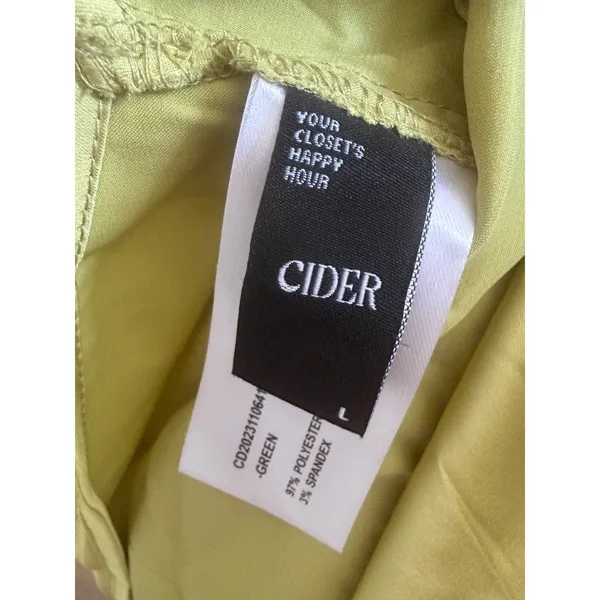 CIDER‎ Women Lime Green Satin One Shoulder Tie Hem Crop Top Large - Image 2