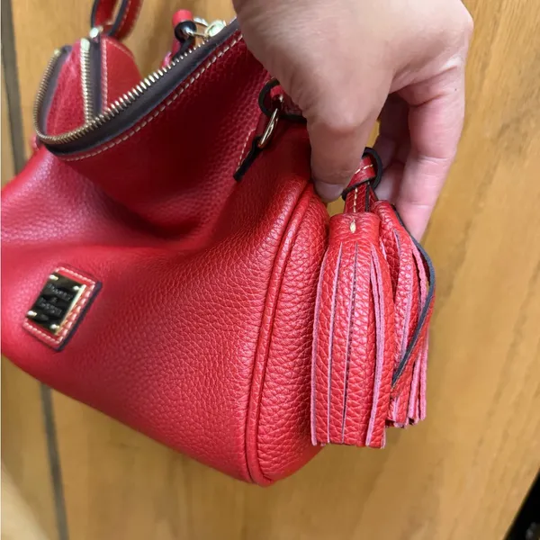 Dooney & Bourke Red Pebble Leather Hobo Shoulder Bag - Image 3