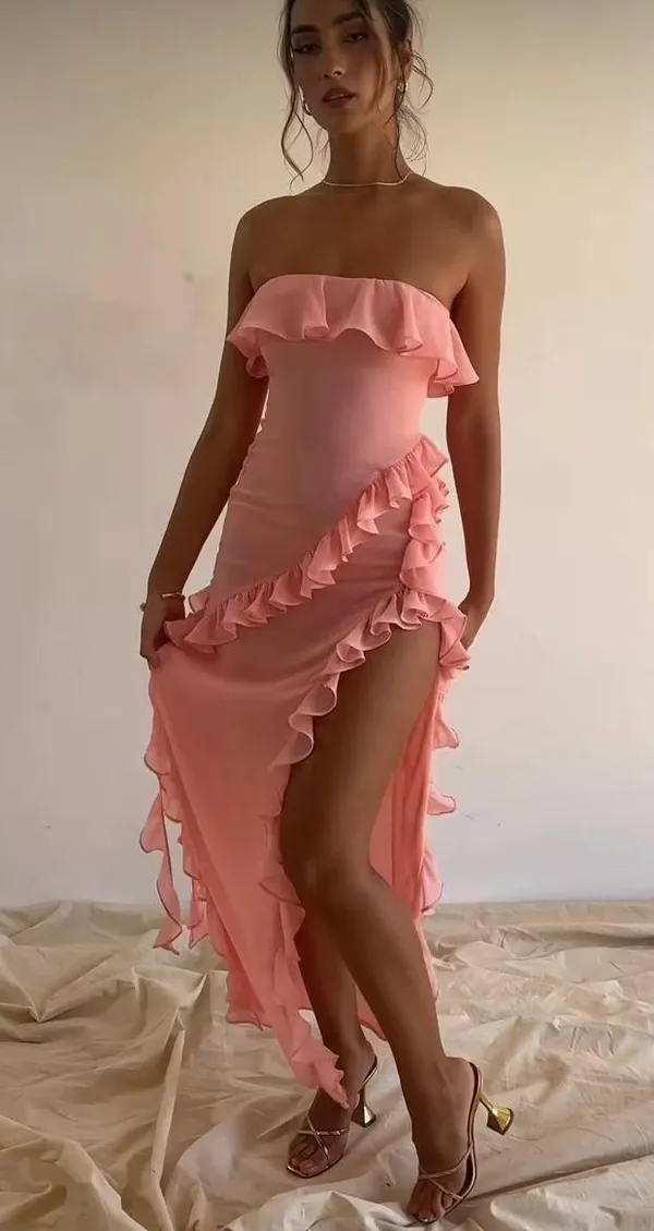 House Of CB Sarina Apricot Ruffle Maxi Dress - Image 10