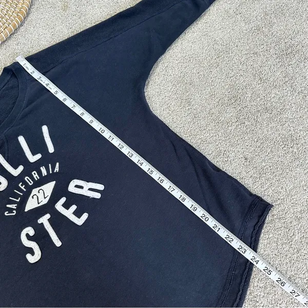 Hollister Women’s Pullover Sweatshirt 7/8 Sleeve Boat Neck in Navy S - Image 9