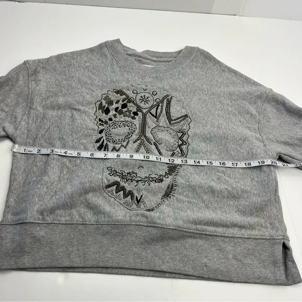 Zadig & Voltaire‎ Gray Skull Embroidered Women's Top SEE MEASUREMENTS *FLAW - Image 7