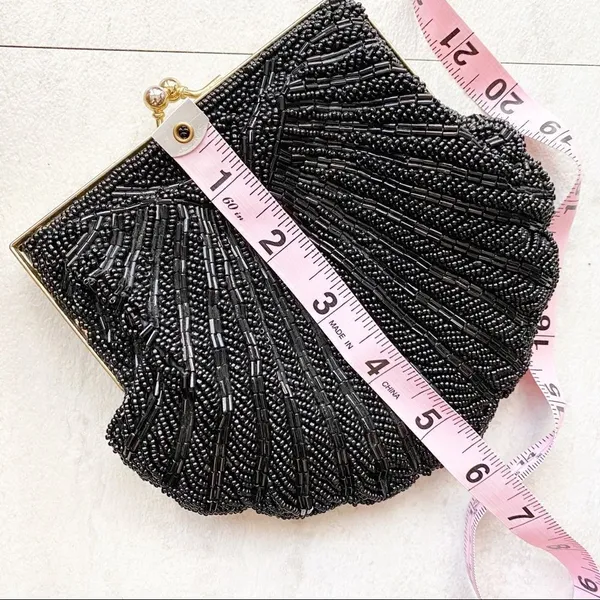Vintage Black Beaded Evening Bag - Image 12