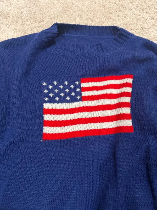American Flag Sweater Blue Size L - Image 2