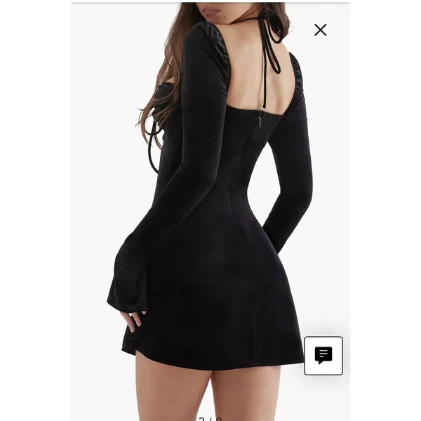 House Of CB Babydoll Georgette Halter Minidress Black Corset Size Large A/C New - Image 8