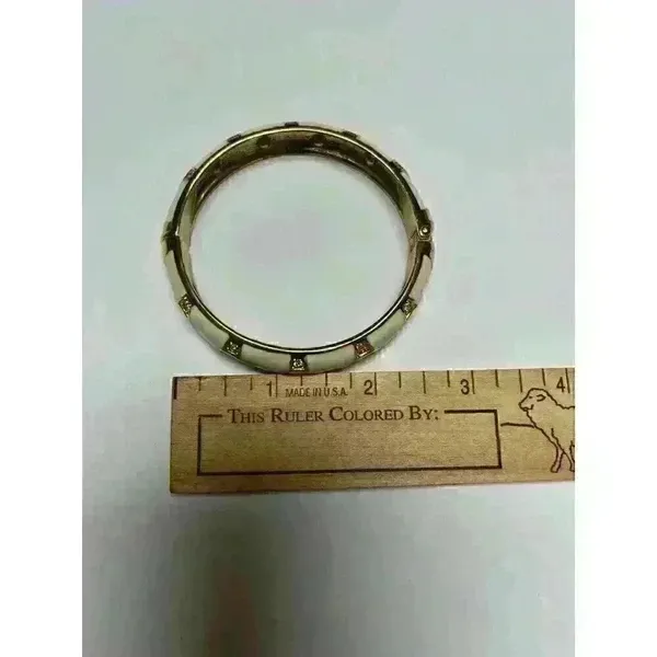 White enamel bracelet with gold/rhinestone accents‎ - Image 3