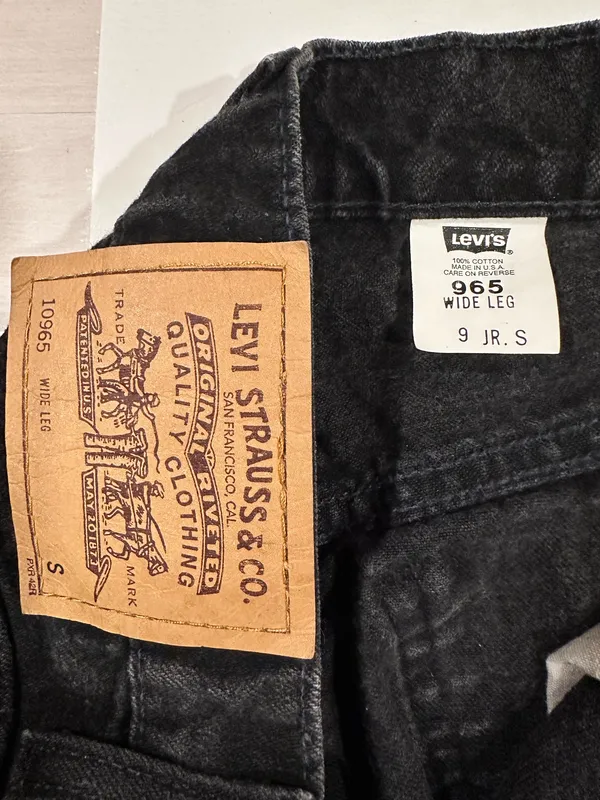 vintage levi’s 965 90s straight wide leg black cotton denim jean USA - Image 6