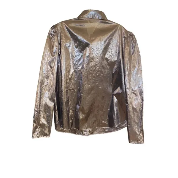 vintage metallic western Glam silver Lume embroidered cowgirl button up shirt - Image 4