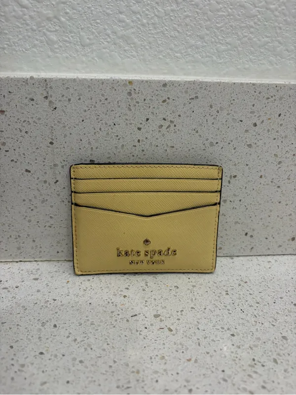 Kate Spade New York Pastel Butter Yellow Cardholder Saffiano Leather EUC - Image 3