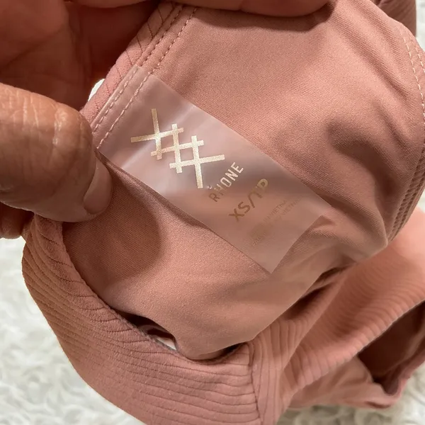 Rhone Zen Tank Top Pink Ribbed Cross Back Activewear XS - Image 4