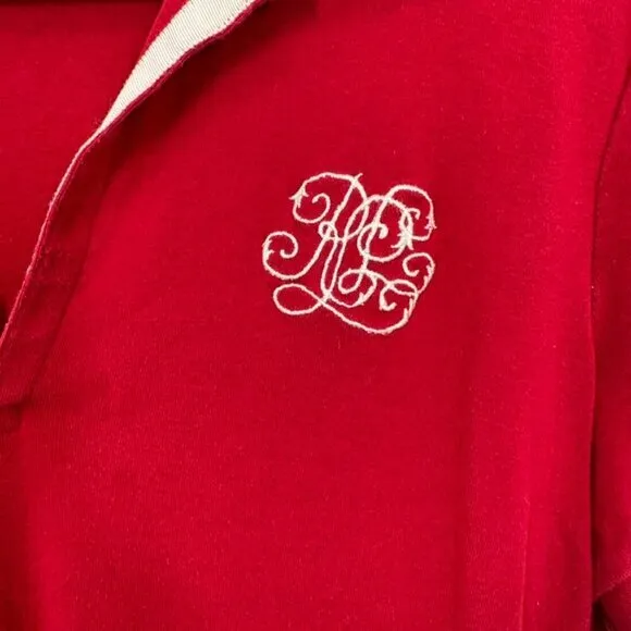 Lauren Ralph Lauren Size Large Vintage V Neck Polo Embroidered Monogram Preppy - Image 3