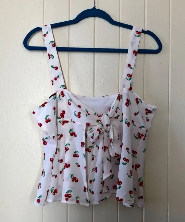 Favlux Cherry Print Babydoll Top NWOT - Image 6