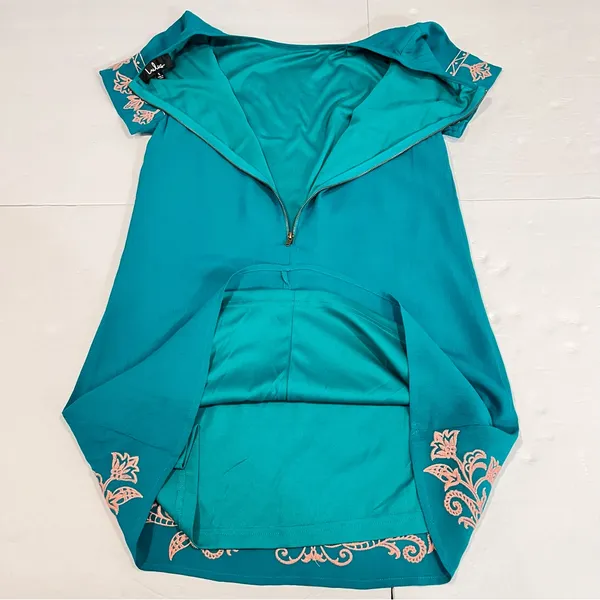 Lulus Tale to Tell Pink and Teal Green‎ Embroidered Shift Dress SMALL - Image 8