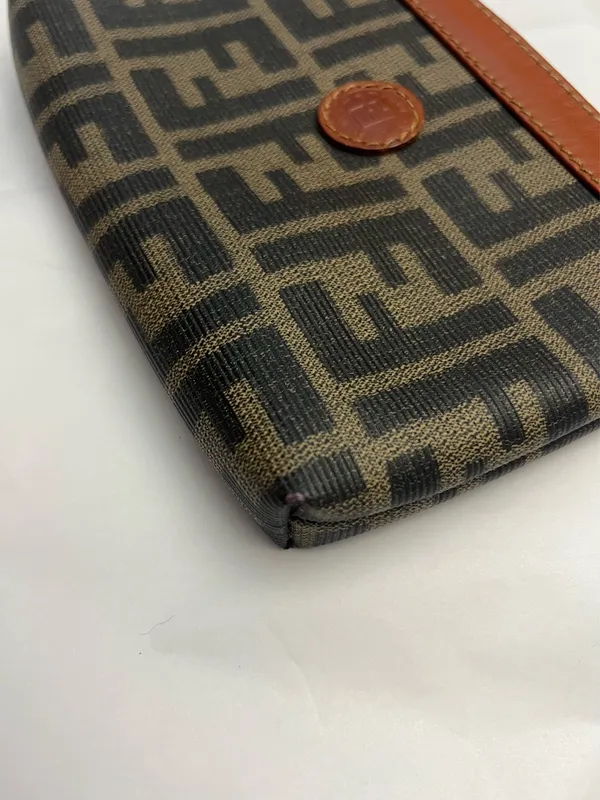 Fendi Zippered Small Wallet/Pouch, Zucca Pattern and Leather Trim - Image 7