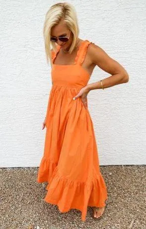 Free People Isabella Maxi Orange Dress - Image 3