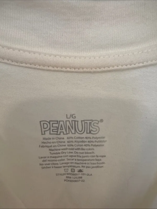 Peanuts Snoopy 'World's Okayest Player' Cotton Blend Cream Graphic Tee - Image 2