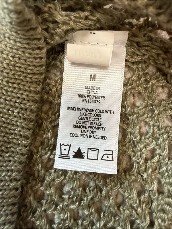 Aeropostale Olive Green Open Knit Cropped Sweater Boho Festival Aesthetic Medium - Image 4