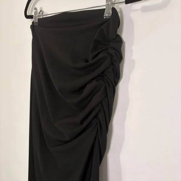 By Anthropologie Black Side Ruched Maxi Skirt Sz M - Image 2