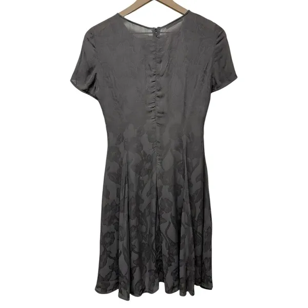 Emporio Armani‎ Womens Sheath Dress Gray Size S 40 Floral Semi Sheer Pleated - Image 2