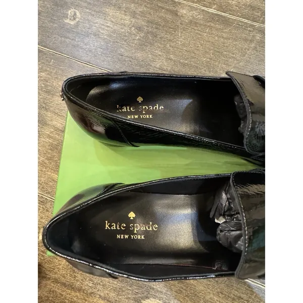 Kate‎ Spade New York BLACK CRINKLE PATENT Women's Genevieve Loafer Size 5.5 - Image 6