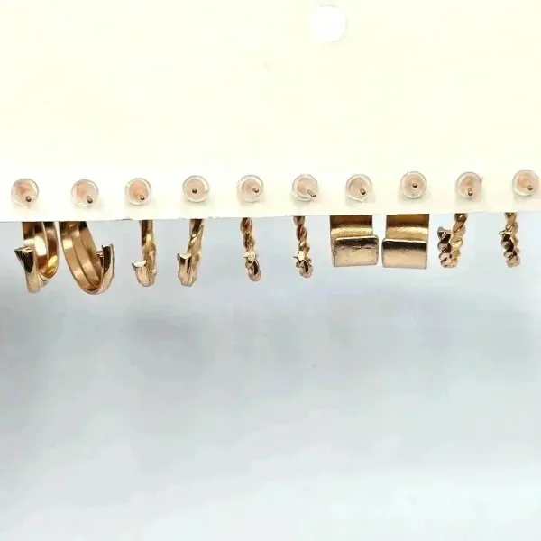 Gold Hoop Dangle Stud‎ Earring Set of 5 Fashion Jewelry NWT #E200 - Image 4
