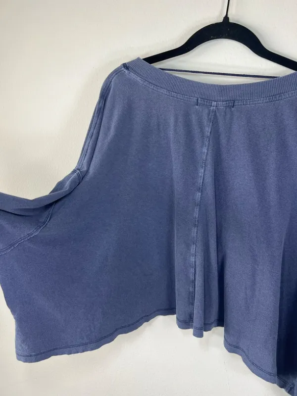 Free People We The Free Buffy Tee Shirt Blue Oversize Crop Long Sleeve Cotton XS - Image 12