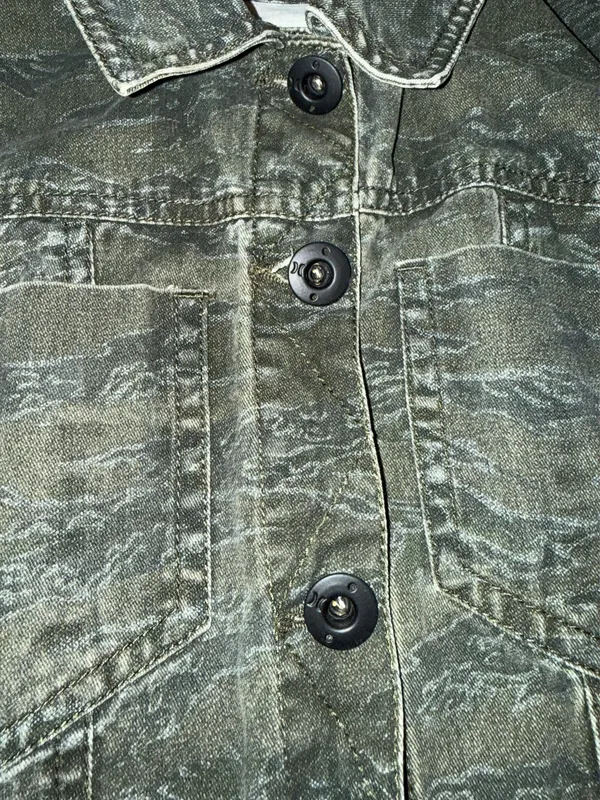 Hurley Green Camo Tiger Stripe Denim Jacket - Image 4