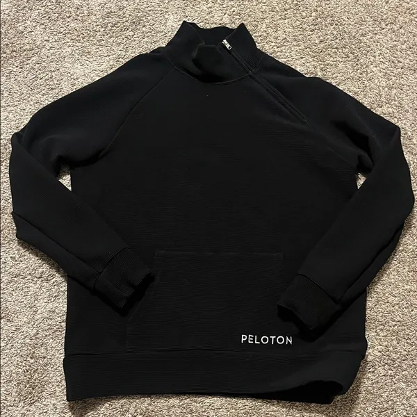 Peloton Black Ribbed High-Neck Quarter Zip‎ Sweatshirt Large - Image 9