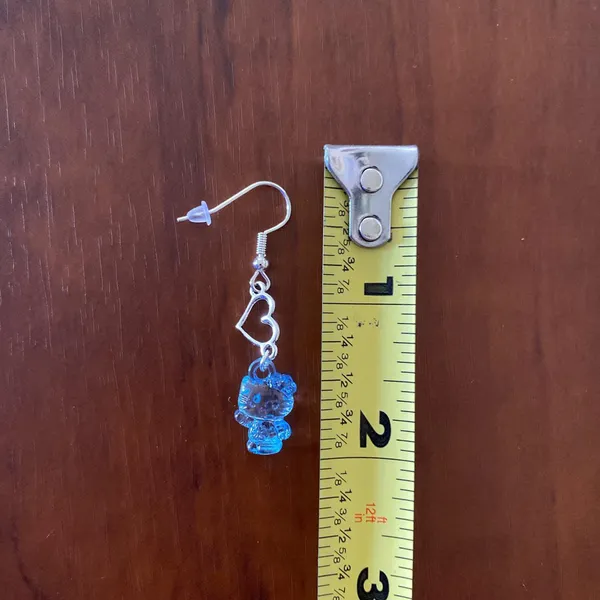 Handmade Kitty Kawaii Y2k Dangle Heart Earrings - Image 4