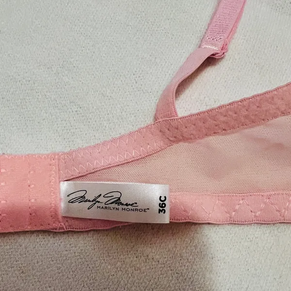 Marilyn Monroe 36C Pink Soft Coral Push Up Bra Lace Overlay Convertible - Image 4
