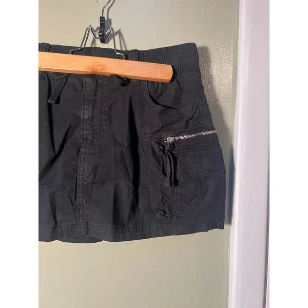 American Eagle Women's Size 000 Mini Cargo Skort Skirt Shorts Black Zipper - Image 5