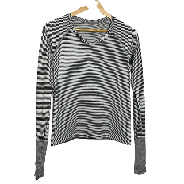 Lululemon Swiftly Tech Long Sleeve 2.0 *Race Length *Tempo Stripe White/Black - Image 2