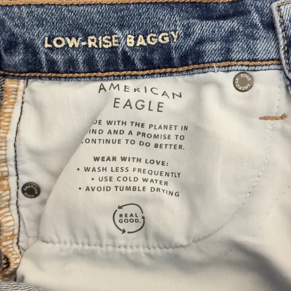 533 | American Eagle Low Rise Baggy Jean Lace Insert Flare Coquette Y2K 00 Short - Image 10